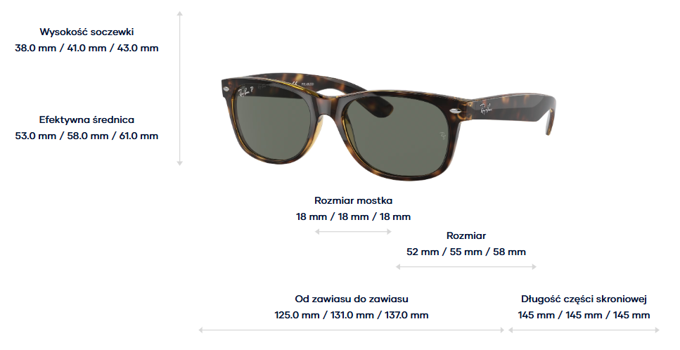 Ray-Ban Okulary przeciwsłoneczne z polaryzacją NEW WAYFARER RB2132 - 902/58