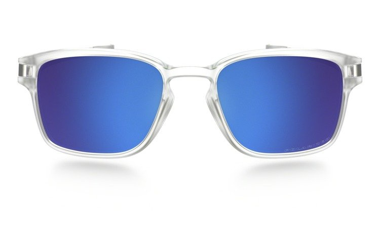 Oakley Sunglasses LATCH SQ Matte Clear/Sapphire Iridium Polarized OO9353-06