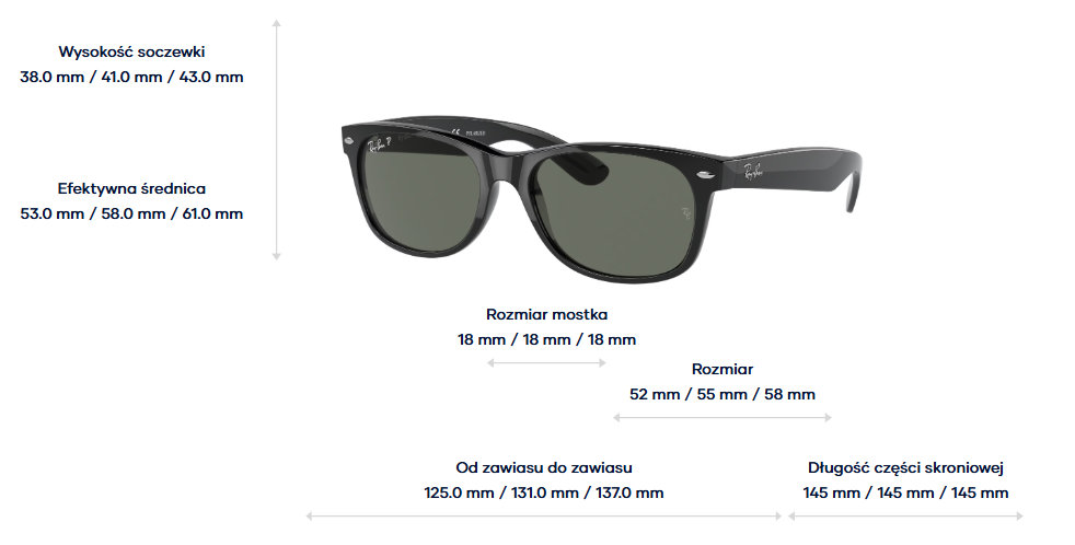 Ray-Ban Okulary przeciwsłoneczne z polaryzacją NEW WAYFARER RB2132 - 901/58