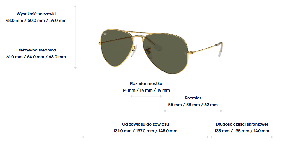 Ray-Ban Okulary przeciwsłoneczne z polaryzacją AVIATOR LARGE METAL RB3025 - 001/58