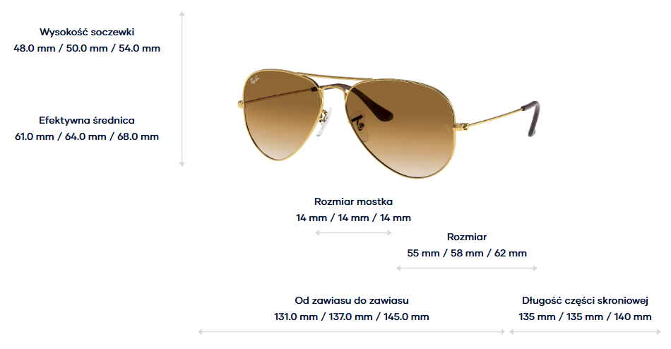 Ray-Ban Okulary przeciwsłoneczne AVIATOR LARGE METAL RB3025 - 001/51