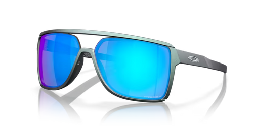 Oakley Okulary przeciwsłoneczne CASTEL Matte Silver/Blue Colorshift / Prizm Sapphire OO9147-13